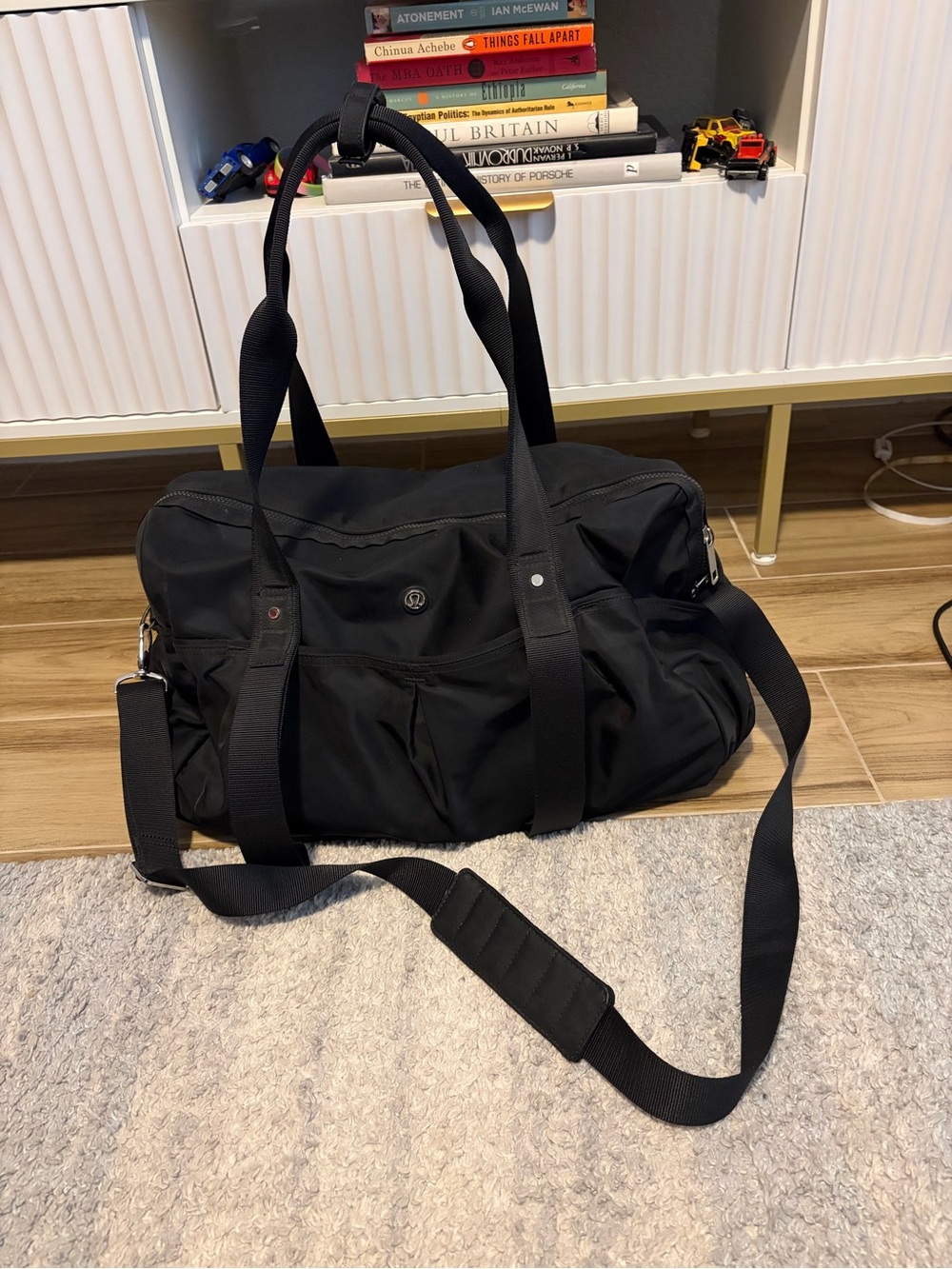 Lululemon Black Nylon Gym Travel Duffel Bag Tote Crossbody Weekender Carry On⁠